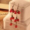 Vintage Forest Girl Bohemian Cherry Necklace Sweet Stylish Red Cherry Bracelet Earrings Set