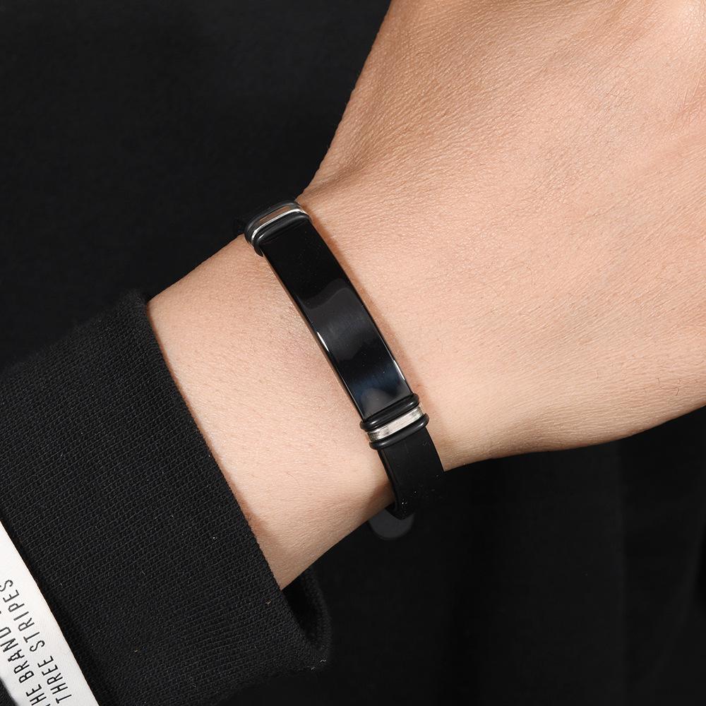 Unisex Adjustable Silicone Stainless Steel Bracelet - European & American Style