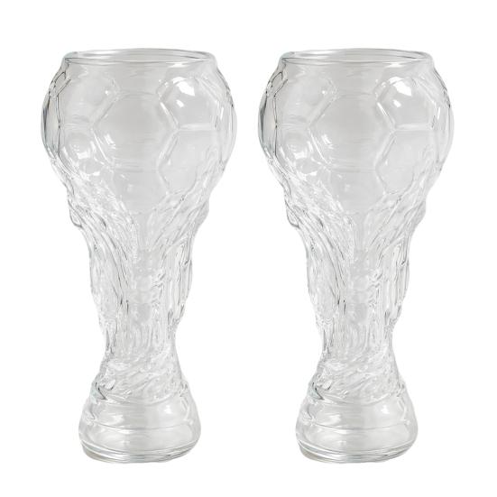 Bierglasbecher, Glas im Pokalstil 730 ml, Klarer Borosilikatglasbecher mit schwerem Reliefboden, Trinkgeschirr für Fußballparty, Sichere Verpackung