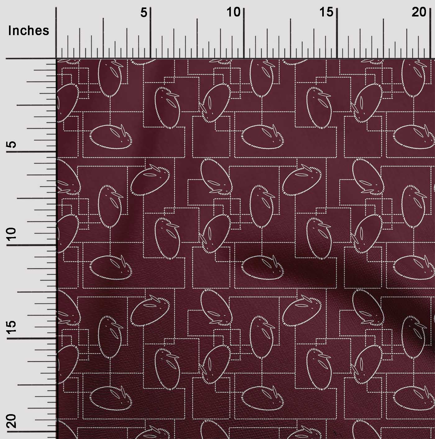 

OneOone Cotton Flex Fabric Геометричний лабіринт і кролик Sashiko Тканина з принтом 1 ярд 40 дюймів 42 Inch Wide - Viscose Chiffon малиновий