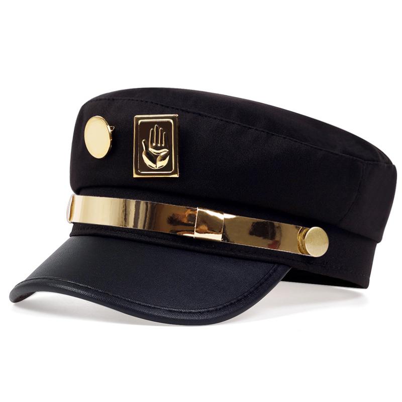 

Женская классическая винтажная темно-синяя шляпа, модные кожаные шляпы для газетчиков, кепка для отдыха на природе, берет для художника, шляпа для водителя чёрный/золотой