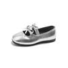 Children's leather shoes2026Autumn Korean-style girls' bow-tie silver flats, soft-soled, shallow-toe princess shoes for babies