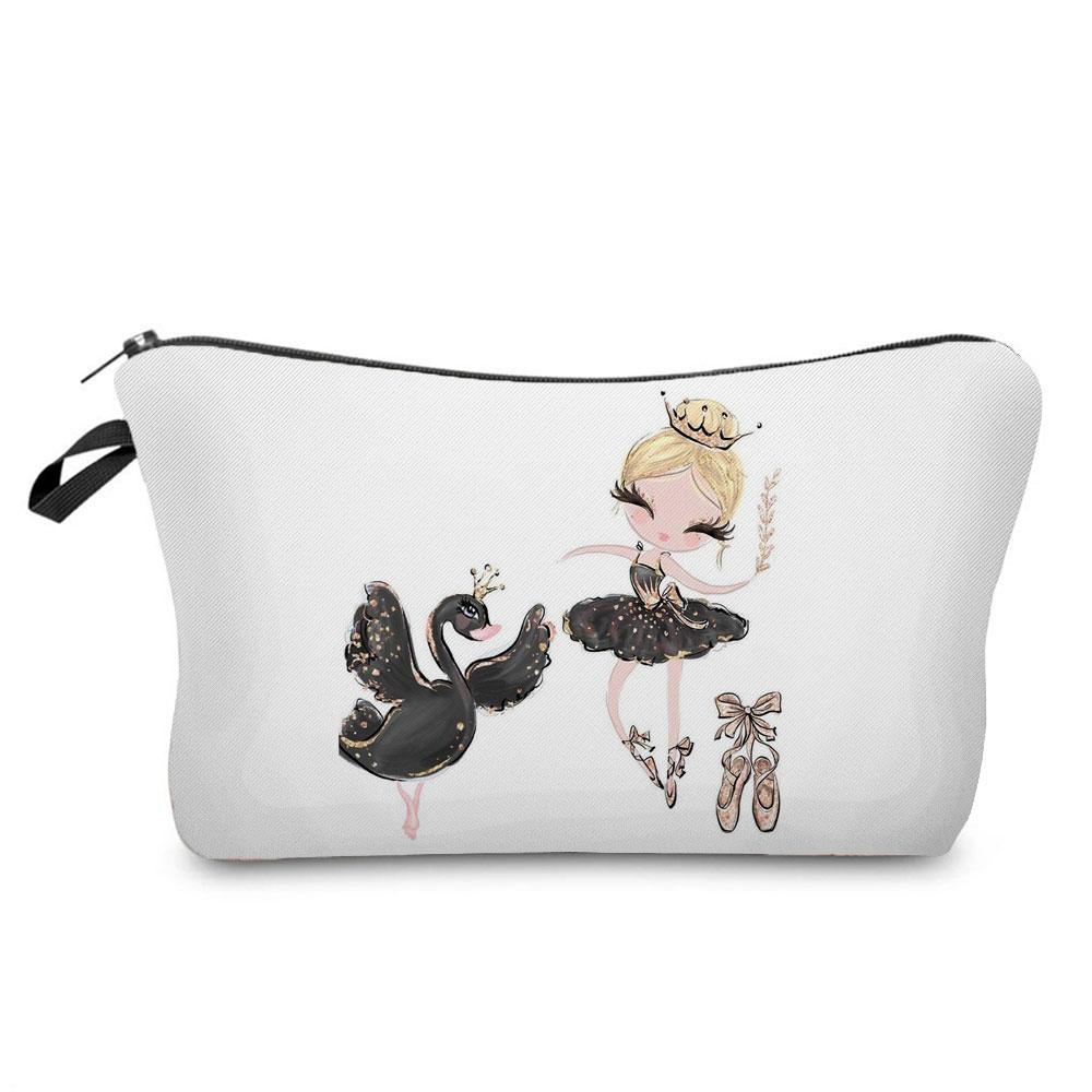 Ballet Art Girl Fashion Printed Cosmetic Bags Toiletries Organizer  School Daily Pencil CasesOutdoor Practical Makeup Bag Female