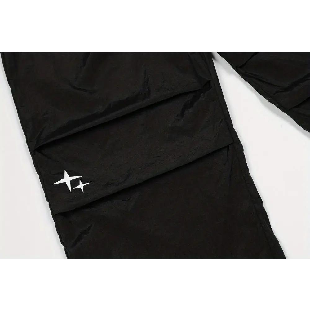 Pantaloni Harajuku cu parașuta femei supradimensionați Cyber ​​Y2k Hip Hop Pantaloni cargo cu picioare largi Pantaloni de jogging negri largi Îmbrăcăminte de stradă coreeană