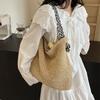 Borsa da spiaggia di paglia di grande capacità Borsa a spalla intrecciata a mano vintage Borsa a mano in rafia rattan Borse a tracolla bohémien per vacanze estive