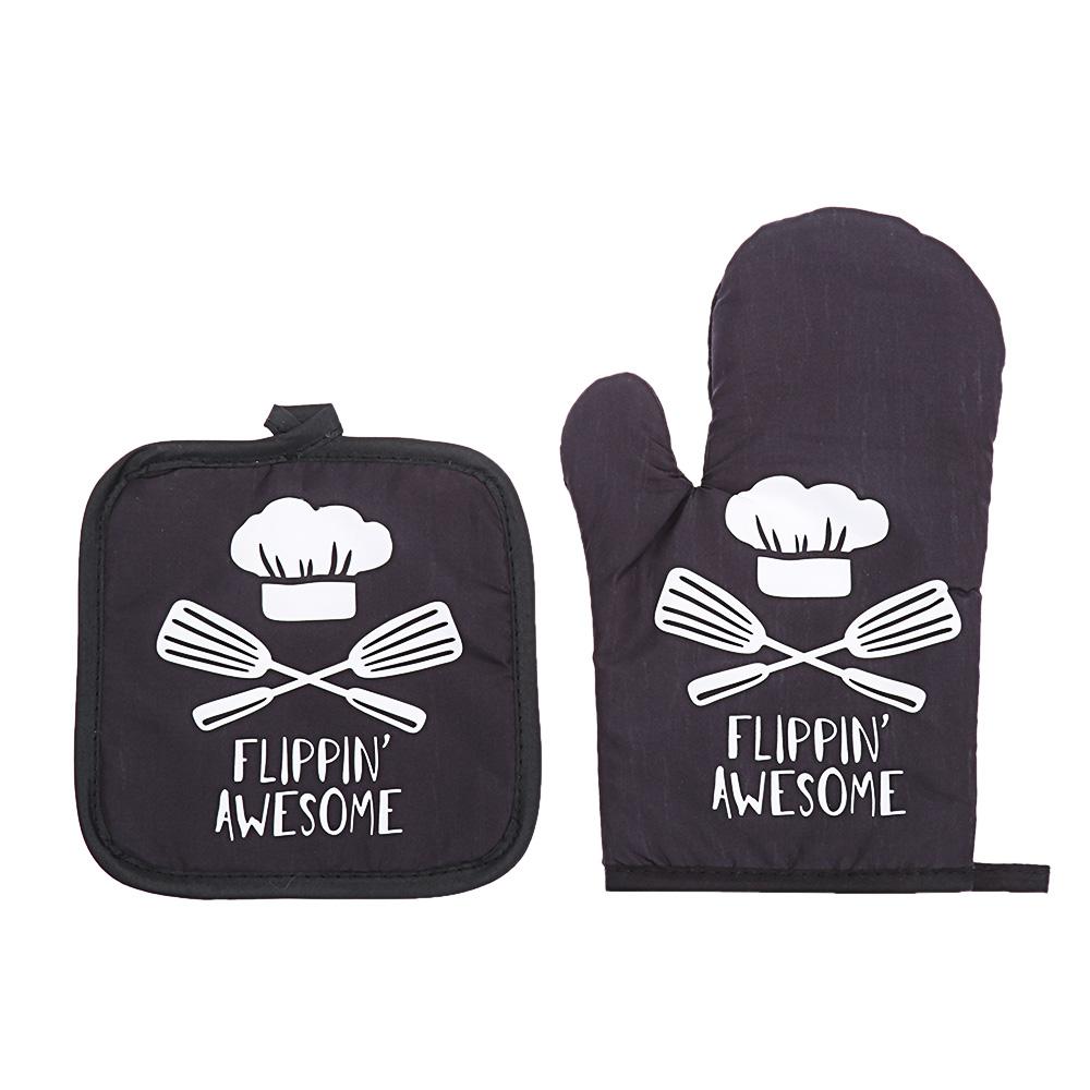 2pc/set  Microwave Baking BBQ Glove Cotton Cute Oven Mitts Heat Resistant Linen Potholders Non-slip Kitchen Cooking Tools Mitten