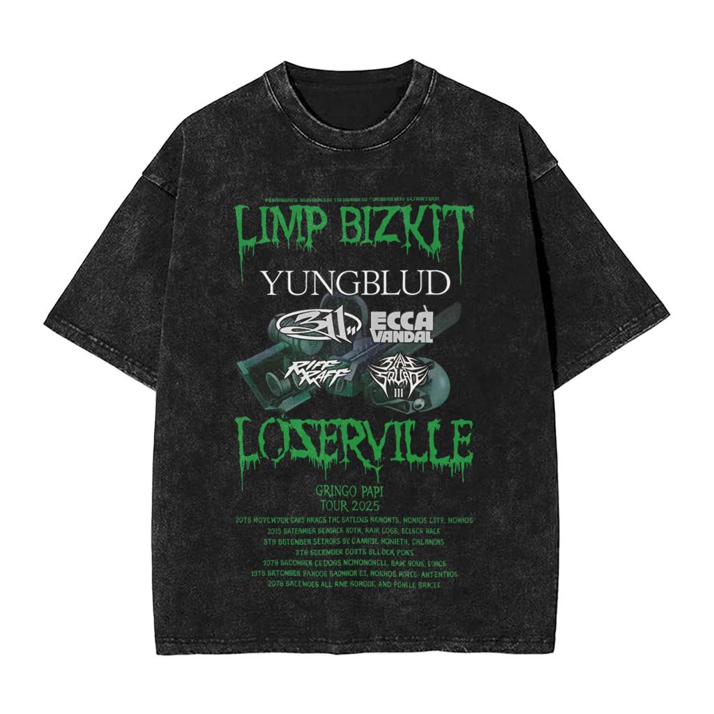 Rock Band Limp Bizkit Album Graphic 2025 Men T Shirt Washed  Funny Tees Short Sleeve Round Neck T-Shirt 100% Cotton Gift Tops