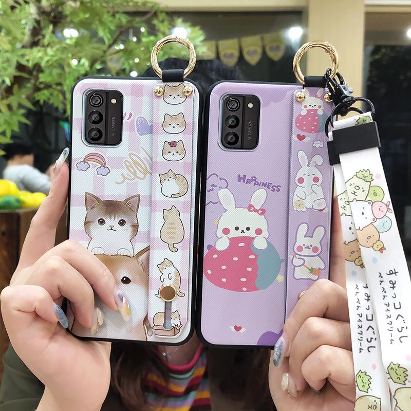 Wristband Dirt-resistant Phone Case For Nokia G100 Wrist Strap Anti-knock Durable Back Cover Anti-dust Silicone Cartoon