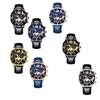 Men Stylish Geneva Quartz Wrist Watch With Calendar Leather Strap Business Style