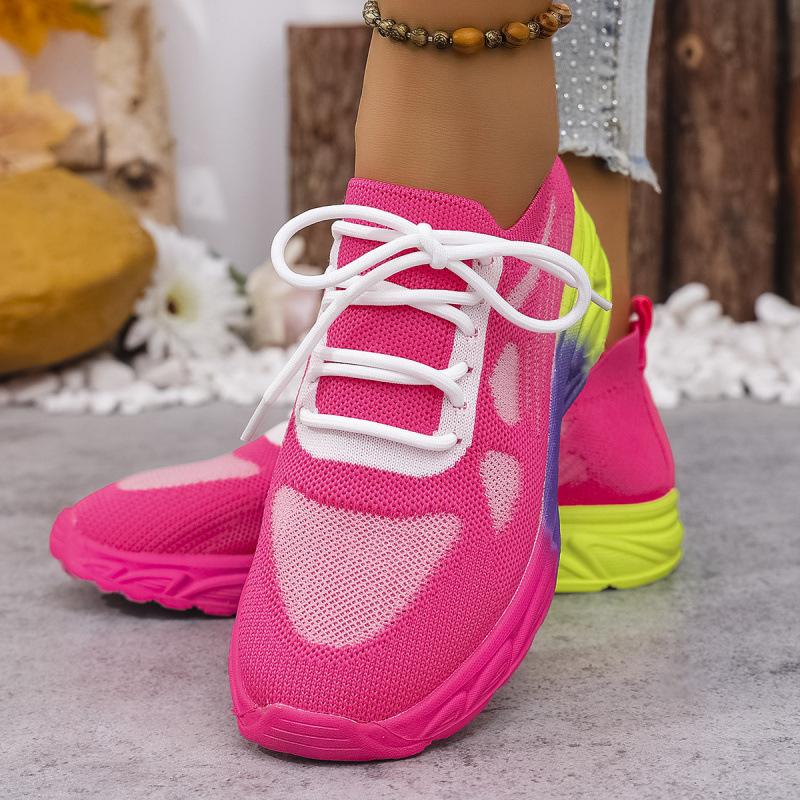 eBay European and American style new autumn low-top color matching round head flat bottom fly-woven sneakers