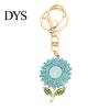 Enamel Keychain Charm Pendant Rhinestones Inlaid Sunflower Design Key Rhinestone Chain with Anti-Oxidation Lobster Clasp Backpacks Accessory