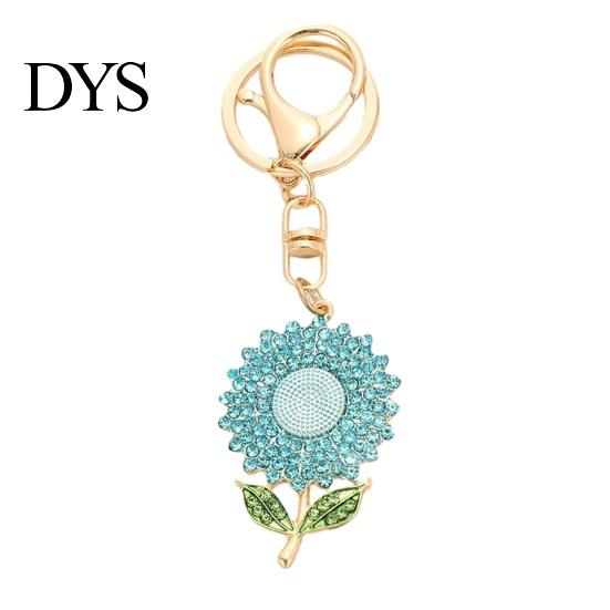 Enamel Keychain Charm Pendant Rhinestones Inlaid Sunflower Design Key Rhinestone Chain with Anti-Oxidation Lobster Clasp Backpacks Accessory