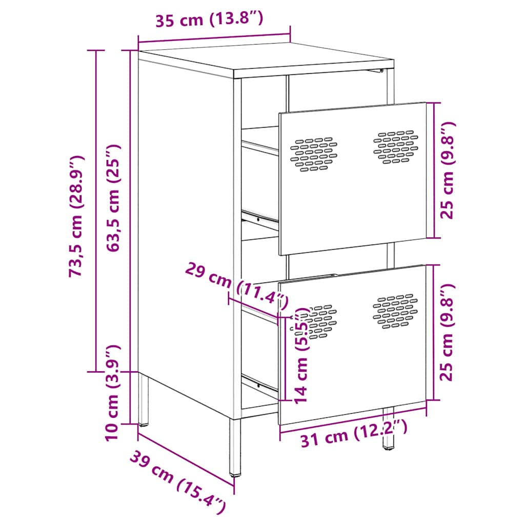 Sideboard Black 35 X 39 X 73.5 Cm Cold Rolled Steel