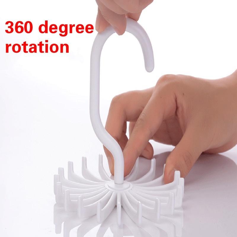 2pcs Creative Multi-functional Plastic 360-degree Rotating Tie Rack Multi-purpose Rack Pawl 18 Scarv