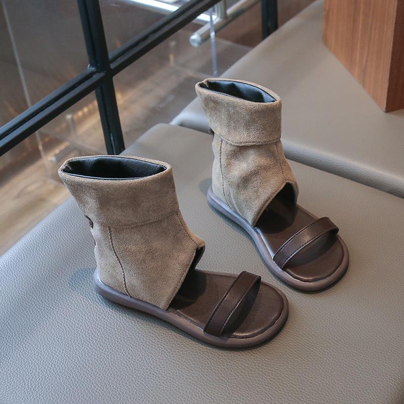 Girls Korean Style Strappy Gladiator Sandals - Retro Summer 2026 High-Top Princess Shoes Sizes 26-30, 50 pairs