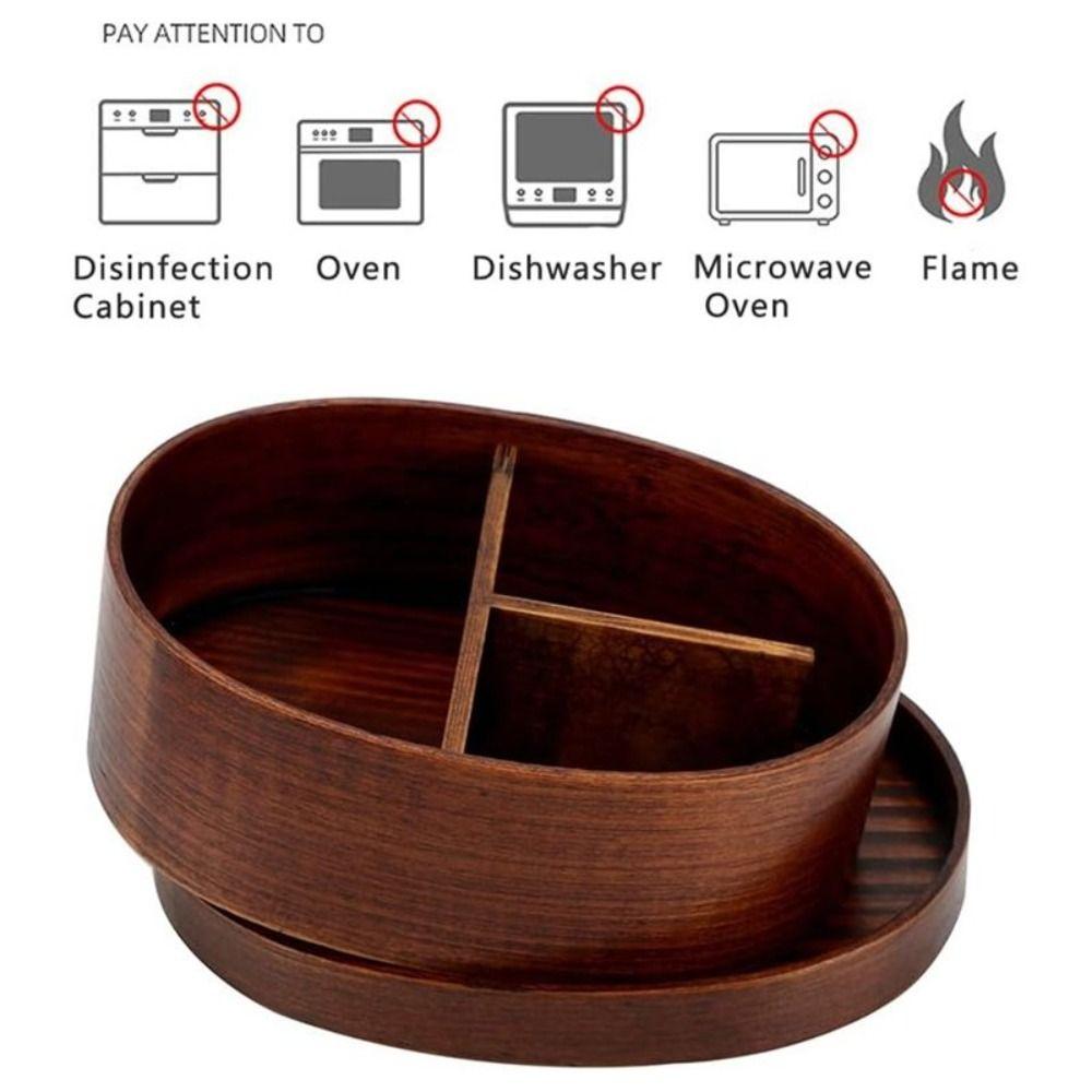 Forma Ovale Scatola Bento in Legno Superficie Liscia Contenitore per Pranzo Scatola Bento Stile Giapponese Ordinamento del Cibo
