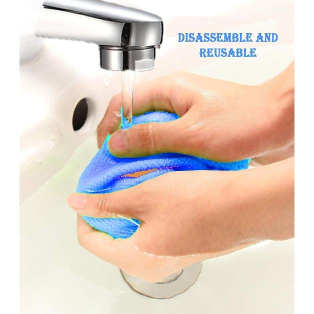 Windshield Cleaner Tool With Reusable Microfiber Pads - Car Window Glass Wiper Kit With Extendable Handle for Cleaning (1, Blue)