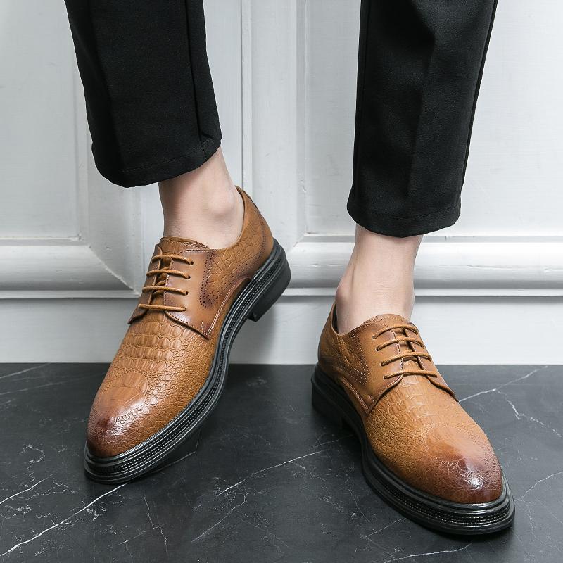 Fashion Crocodile pattern men's luxury leather shoes casual versatility Fashion designer style Office  shoes for parties and weddings