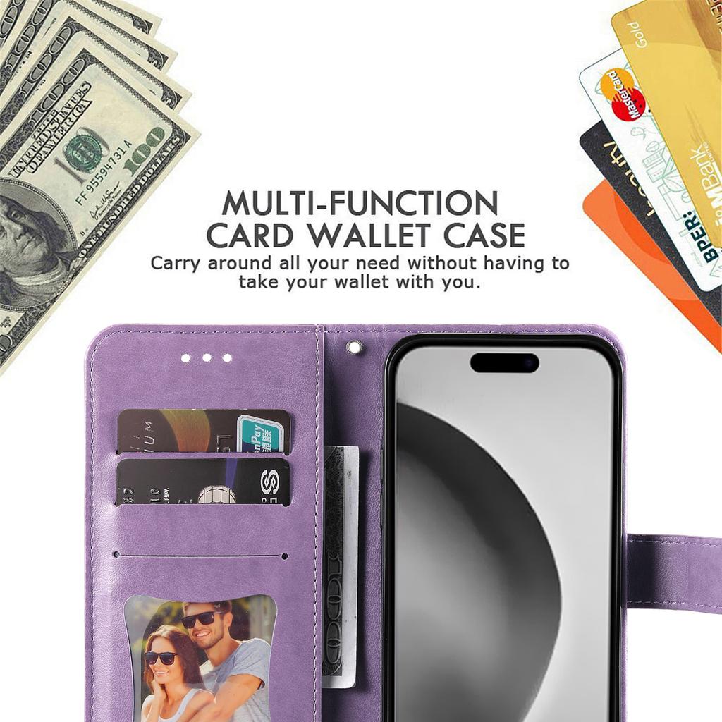 For iPhone 16 Pro Case Floral Pattern PU Leather Wallet Stand Phone Cover