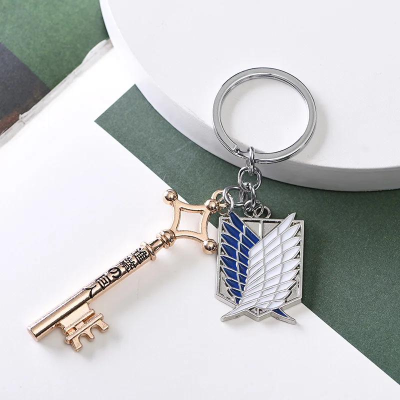Attack On Titan Wings of Liberty DIY Keychain For Men Women Shingeki No Kyojin Anime Cosplay Key Ring Car Bag Jewelry Collect