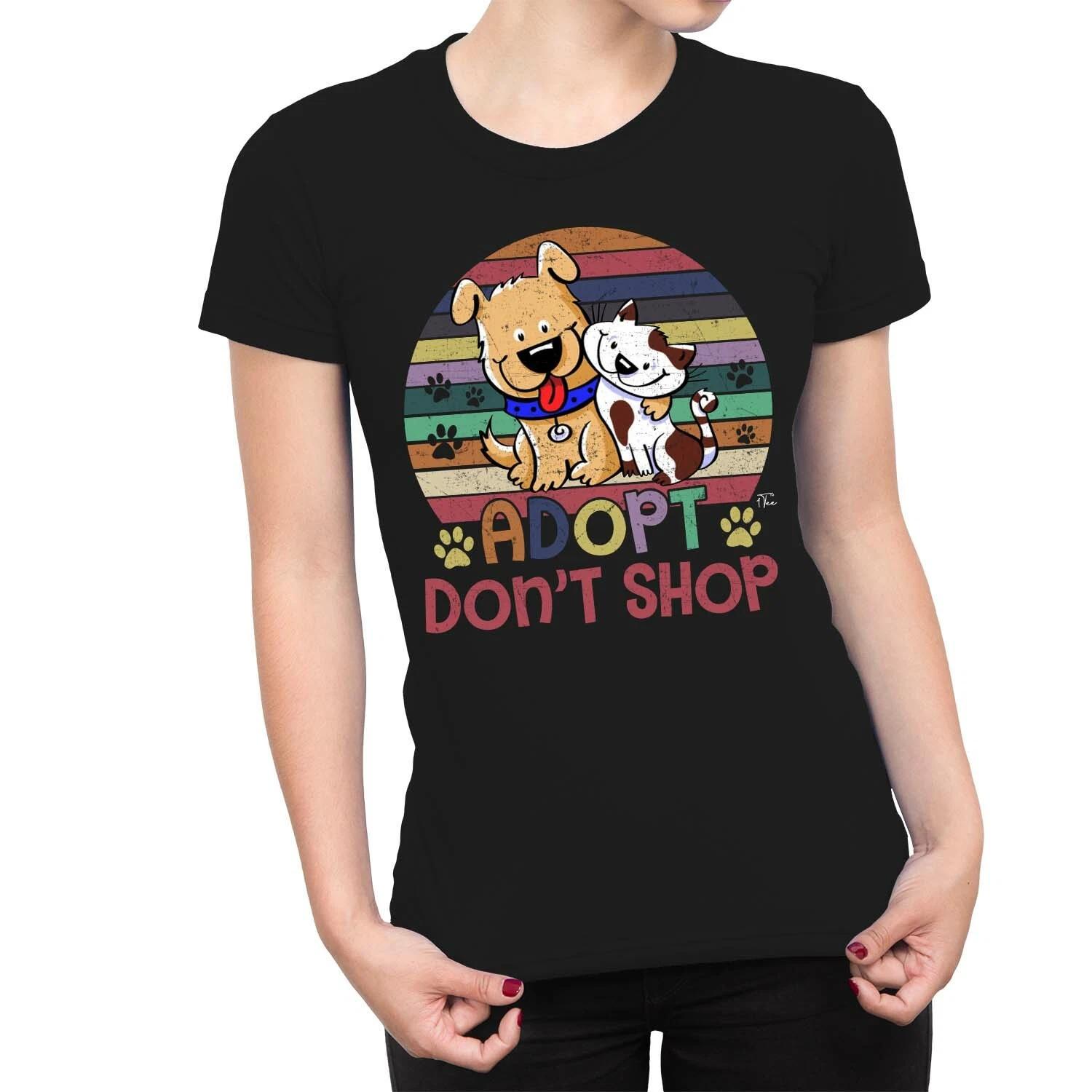 1Tee Womens Adopt Don t Shop Animals T-Shirt XL