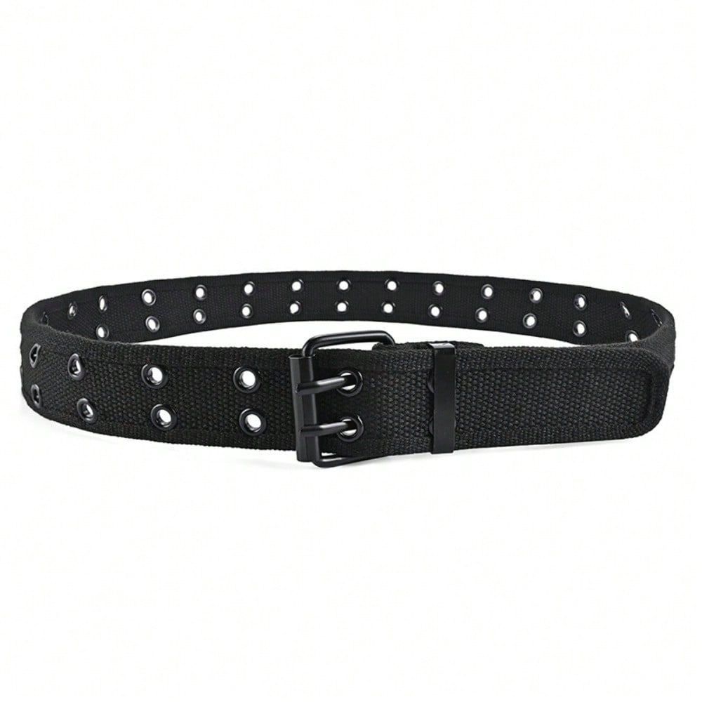 Men and women double-breasted belt double-hole middle-aged and young men's tooling trend punk pink buckle belt