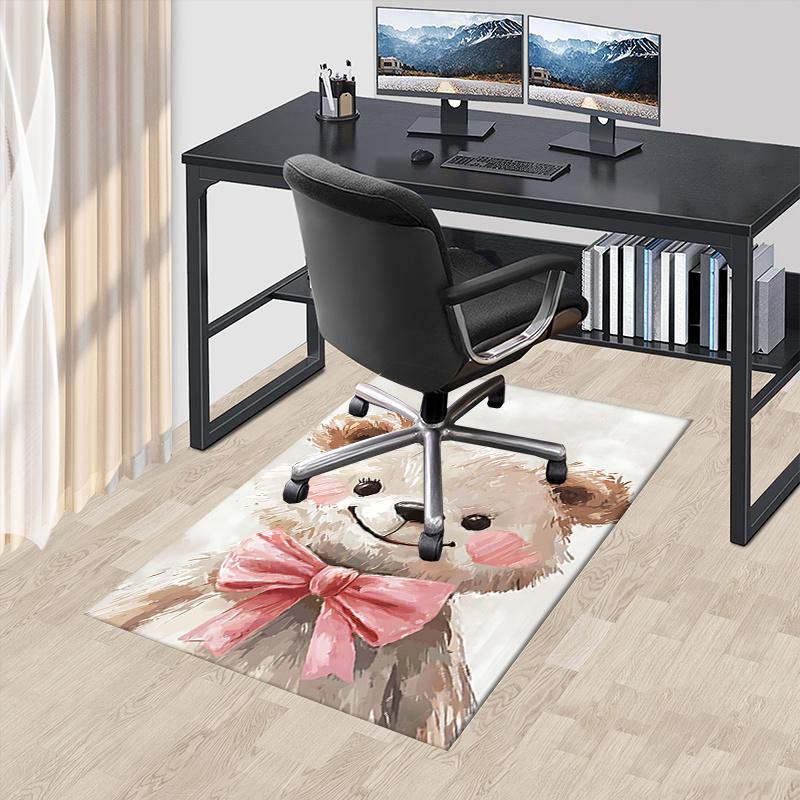 Cute Bear Theme Chair Mat: Cute Teddy Bear Office Carpet Large Size, Home Decor, Sofa Rug, Gift for Office and Living Room