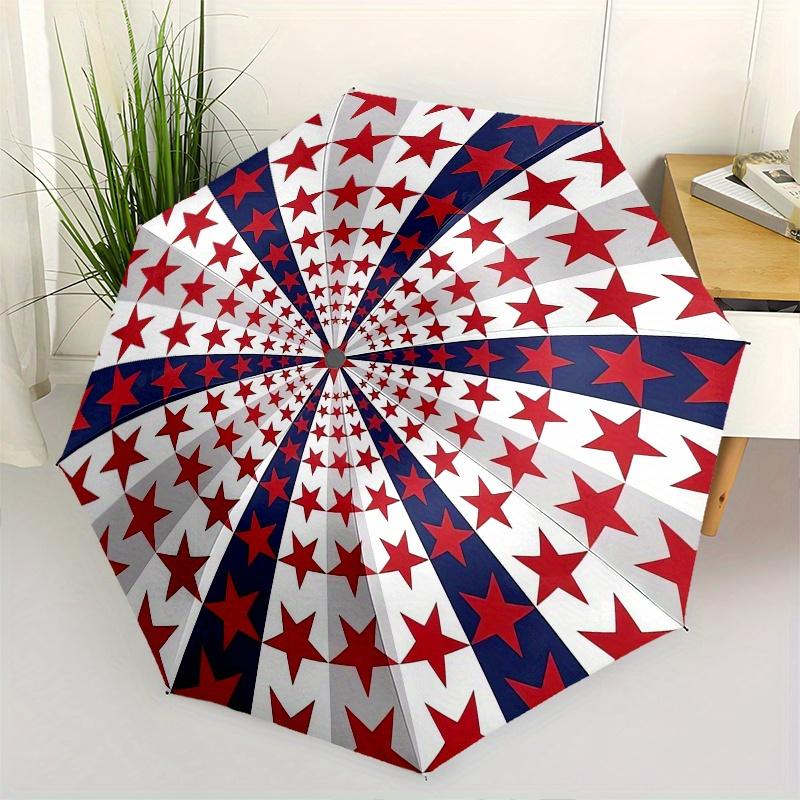 

Starburst Pattern Automatic Folding Umbrella 8 Ribs, Durable Iron Frame, Bright Color Pattern Compact Travel Umbrella, Suitable for Outdoor