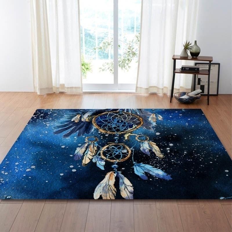Dream Catcher Large Carpets Soft Blue Area Rug Anti-slip Bald Eagle Rectangle Floor Mat Bohemia Home Decor Tapete