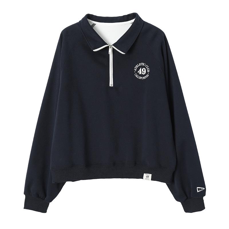 Polo Sinan z amerykańskim zamkiem błyskawicznym i klapą: Sweter o luźnym kroju z dodatkiem aksamitu, Kolekcja Jesień/Zima SN2019