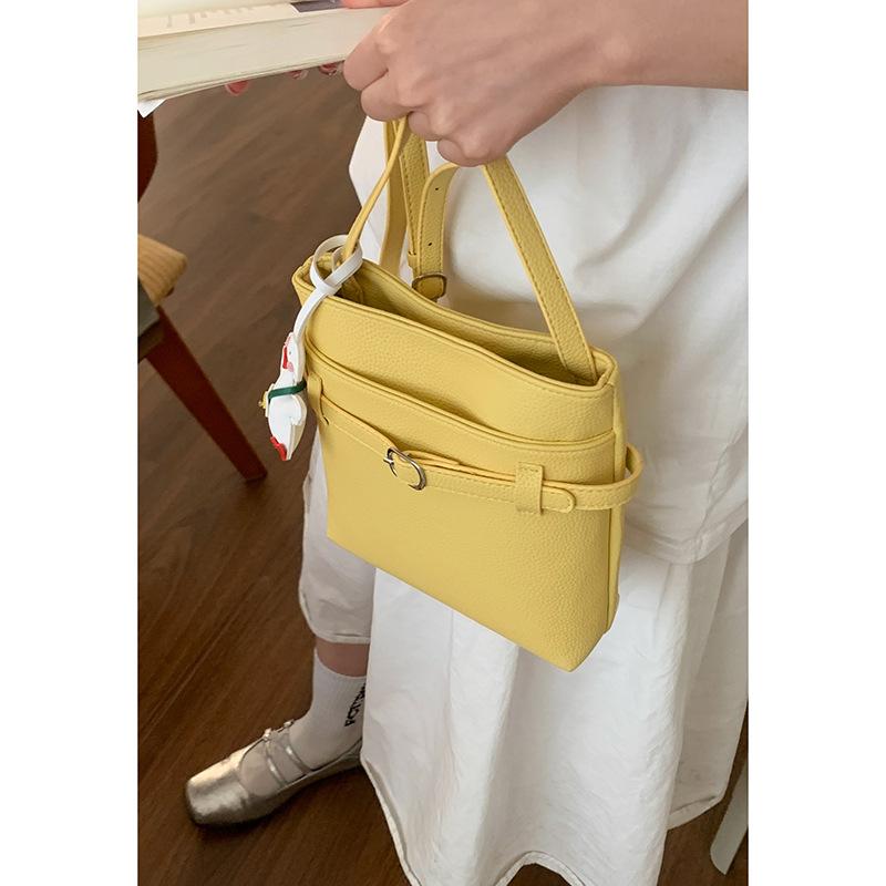 Summer fashion small bag women 2025 new fashion bucket bag lychee pattern shoulder bag crossbody mobile phone bag