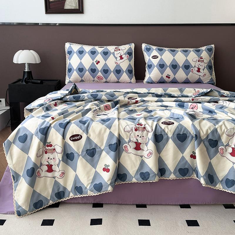 Rose Garden Vintage Floral Summer Quilt Khaki 100% Cotton Reversible Thin Comforter Bedding Set Air Conditioner Quilts Bedspread