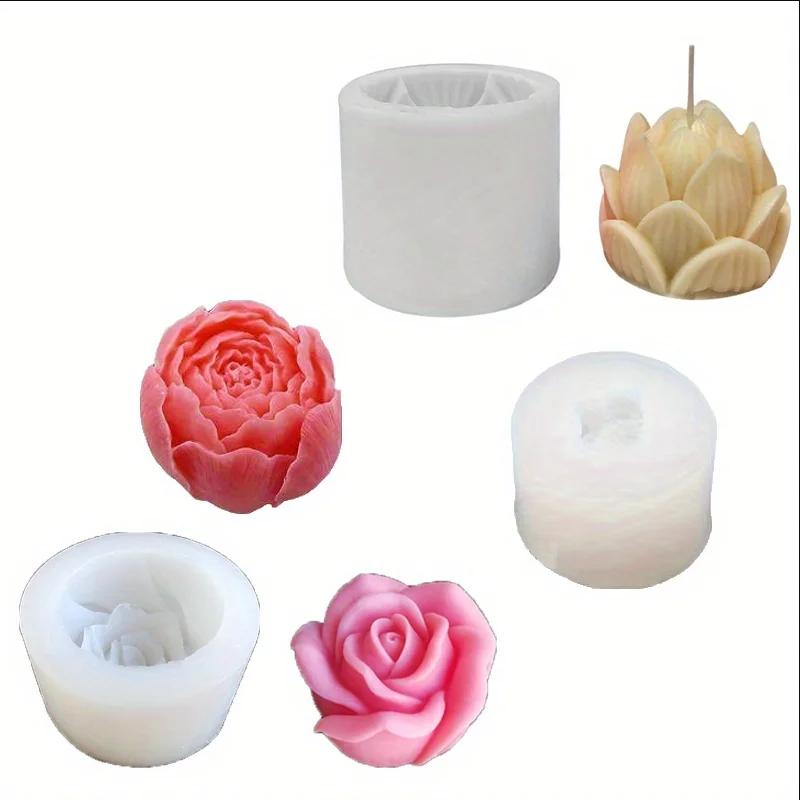 

Silicone Mold Set for Candle Making,Resin Crafts,and Home Decor DIY Craft Molds with Rose and Peach Designs-Suitable for Soap an