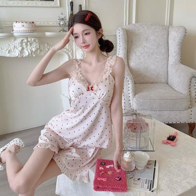 [Little Love] Summer New Lace Suspender Shorts Loungewear Cute Pure Love Ice and Snow Pajamas