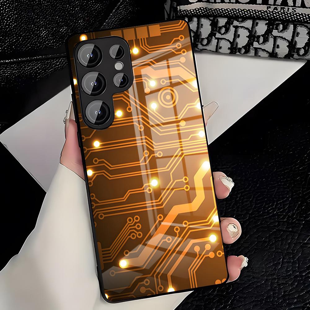 Creative Circuit Board Pattern Phone Case For Samsung S26 S25 Plus S20 S20 Plus S22 Ultra S23 FE S21 Plus S21 Ultra Glass Cove