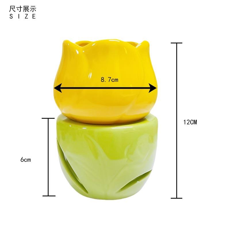 Pink Blossom Melt Warmer Ceramic Tart Warming Melter Tealight Candle Glazed Holder For Beeswax Soy Essential Oil