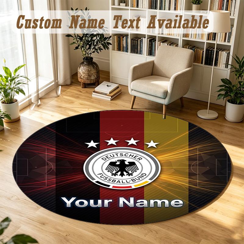 Round Rug Custom NameGermany national football team Pattern Non Slip Carpet Home Floor Decor