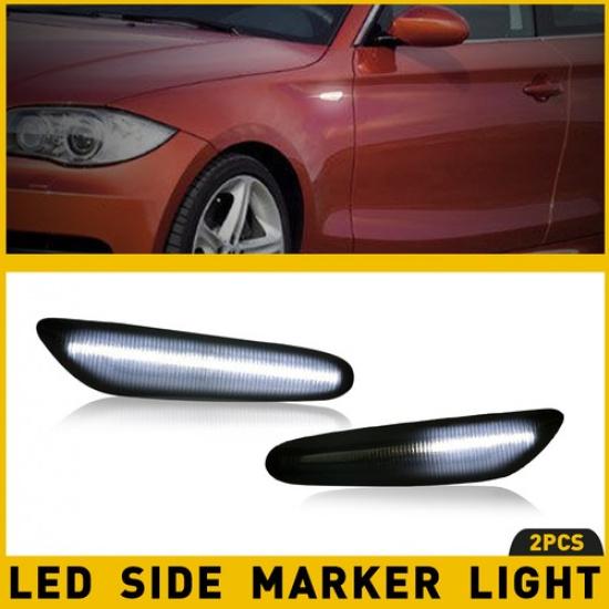 2PCS For E90 BMW Smoked Fender LED Side Marker Light Sequential Turn Signal Lamp