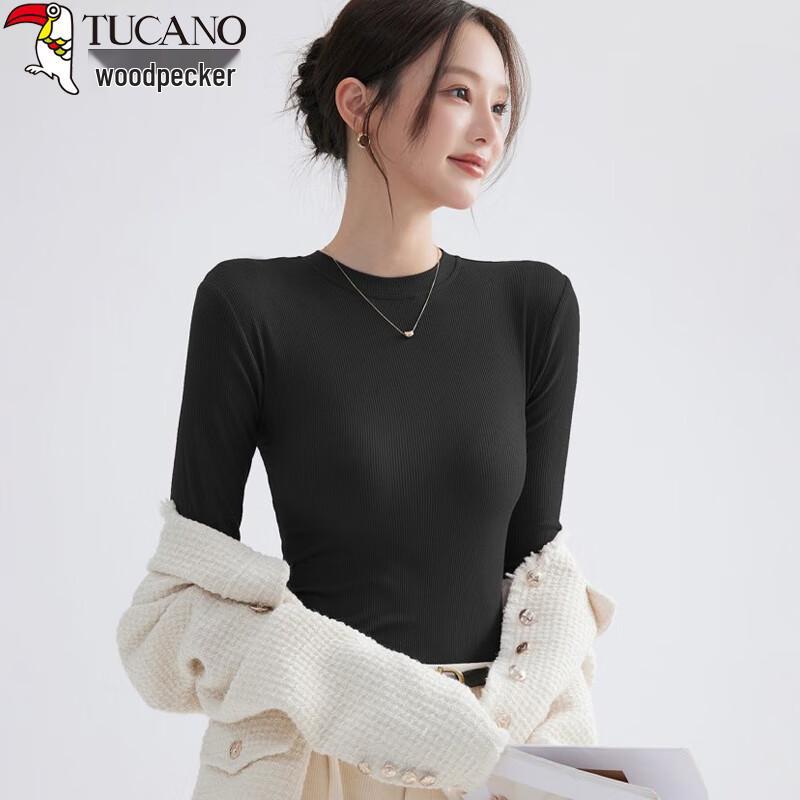 Woodpecker Women's Slim-Fit Fleece-Lined Stand-Up Collar Base Layer T-Shirt