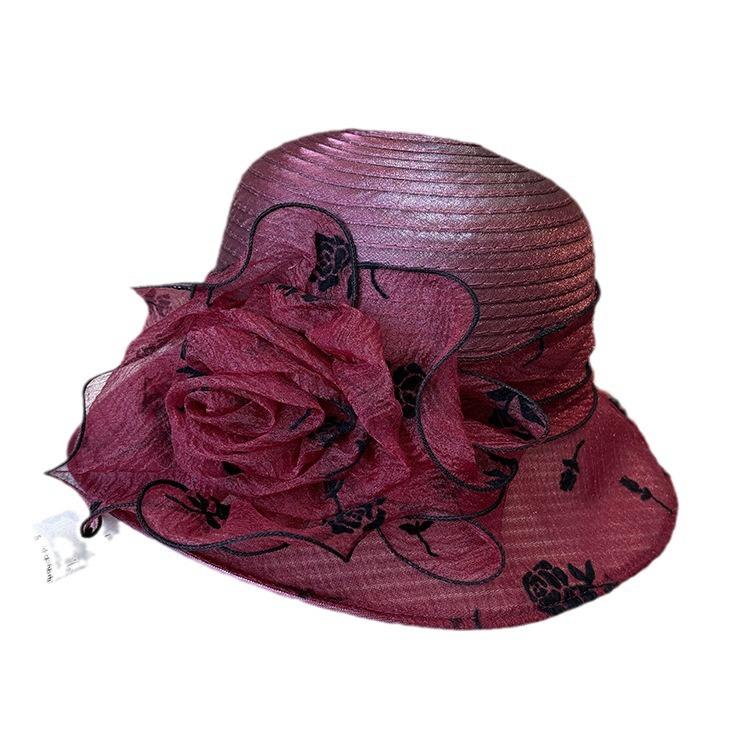Eugen Yarn Sun Hat Women's Elegant Temperament Flower Pot Hat Spring and Summer Face Small UV Protection Sun Hat