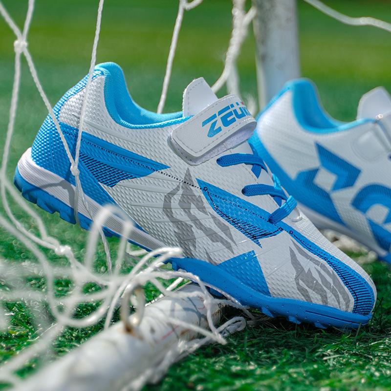 Children's Football Shoes Velcro Boys and Girls Tf Broken Nails Artificial Turf Non-slip Teen Student Training Shoes