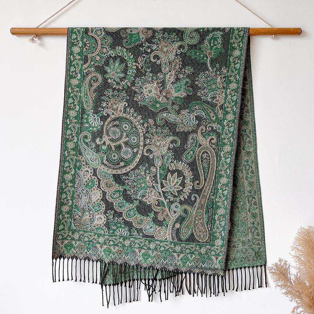 Ethnic Style Wear Shawl Women's Scarf Scarf Jacquard Cashew Fruit Tassel Cotton Women's Long Scarf Shawl Versatile