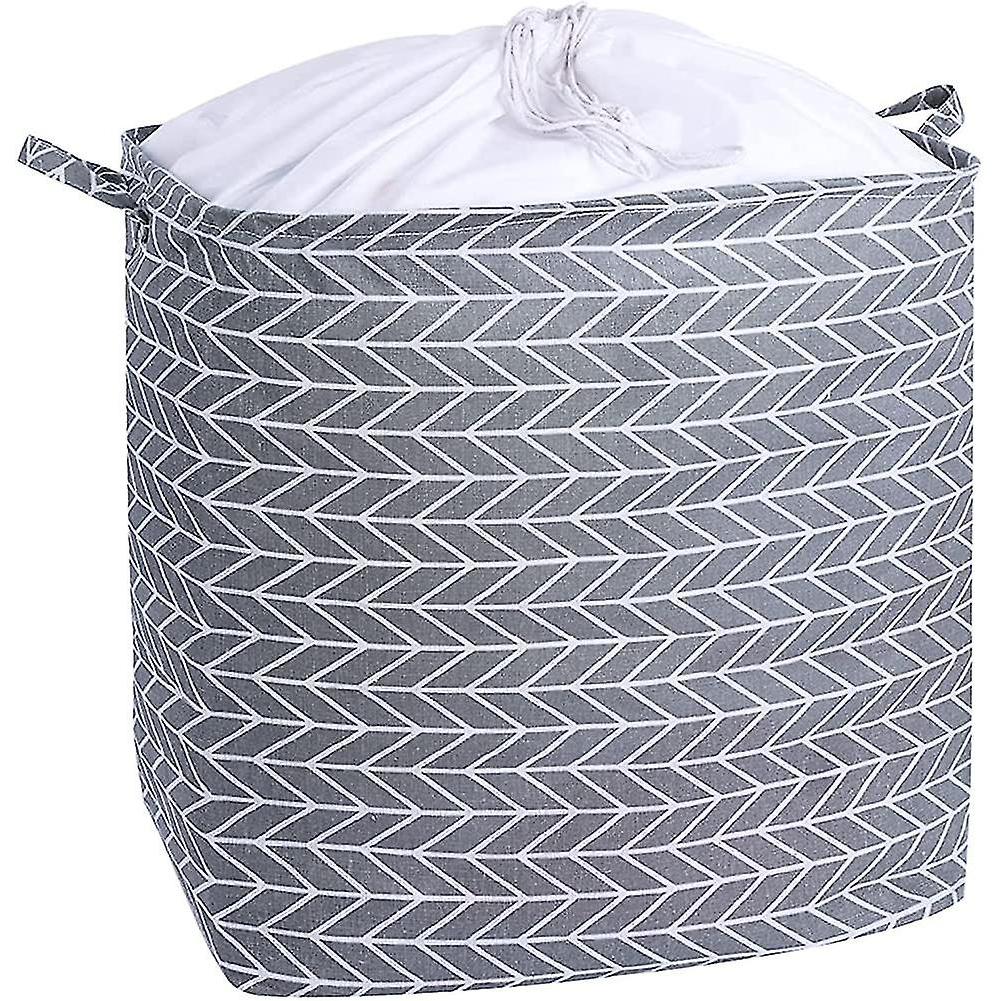 100l Large Collapsible Laundry Baskets With Handles Grey Drawstring Laundry