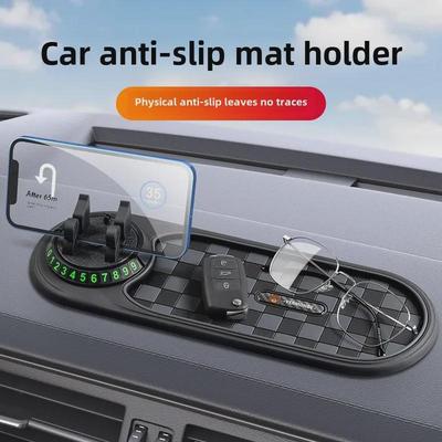 Universal Car Phone Holder & Anti-Skid Pad with Parking Number Plate