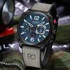 CURREN Men's Leather Watch Square Multifunction Chronograph Quartz Waterproof Fashion Wristwatches