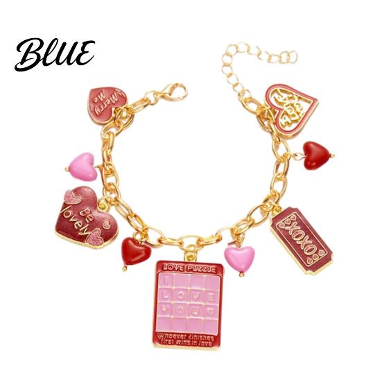 Alloy Bracelet Valentine Day Rose Flower Heart Letter Romantic Gift