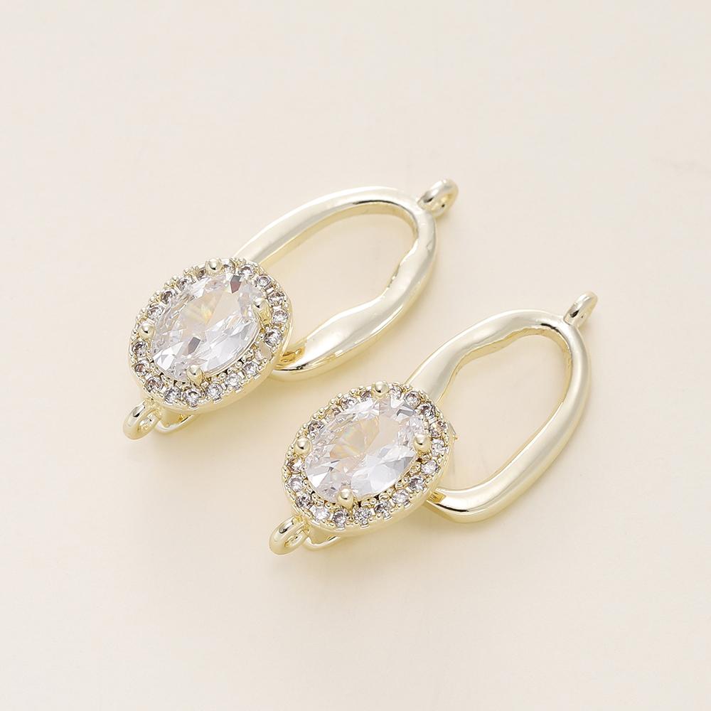 1/2Pcs/Pack 14/18K Gold Plated Inlaid Zircon Connector End Caps Fastener Clasps for DIY Jewelry Bracelet Making Accessories