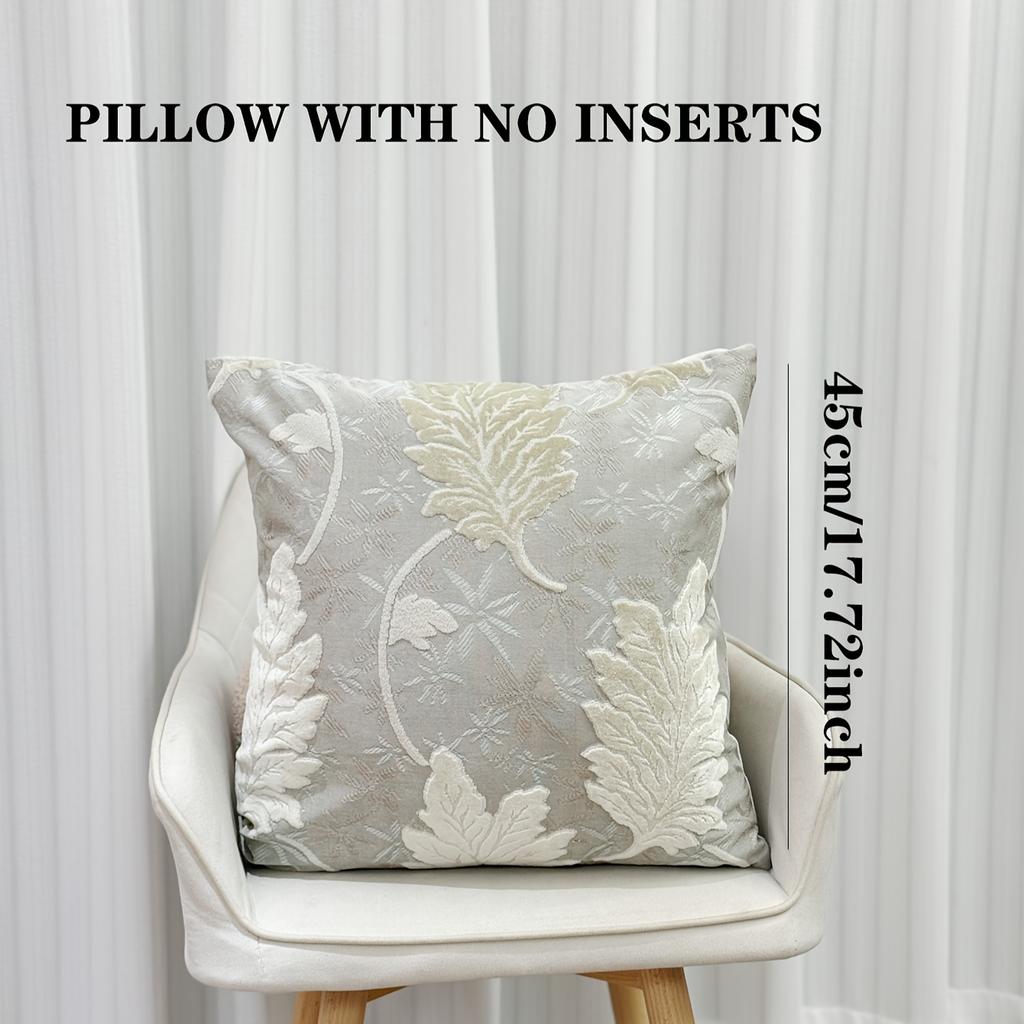 Double Sided Grey Leaf Pillow Cover Neutral Botanical Print Cushion Case For Sofa Living Room Modern Minimalist Home Decor