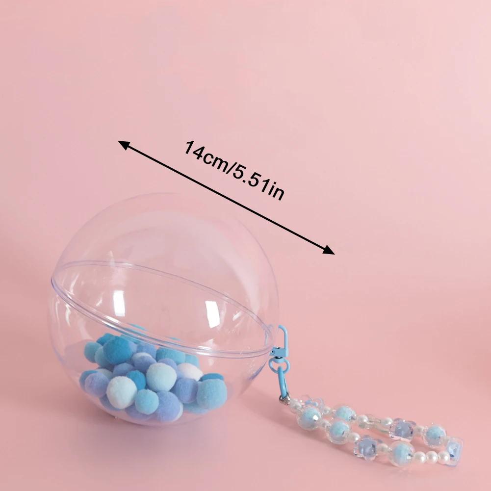 Small Doll Storage Bag Outdoor Doll Bag Keychain Portable Carrying Case Transparent Doll Display Bag with Plush Ball