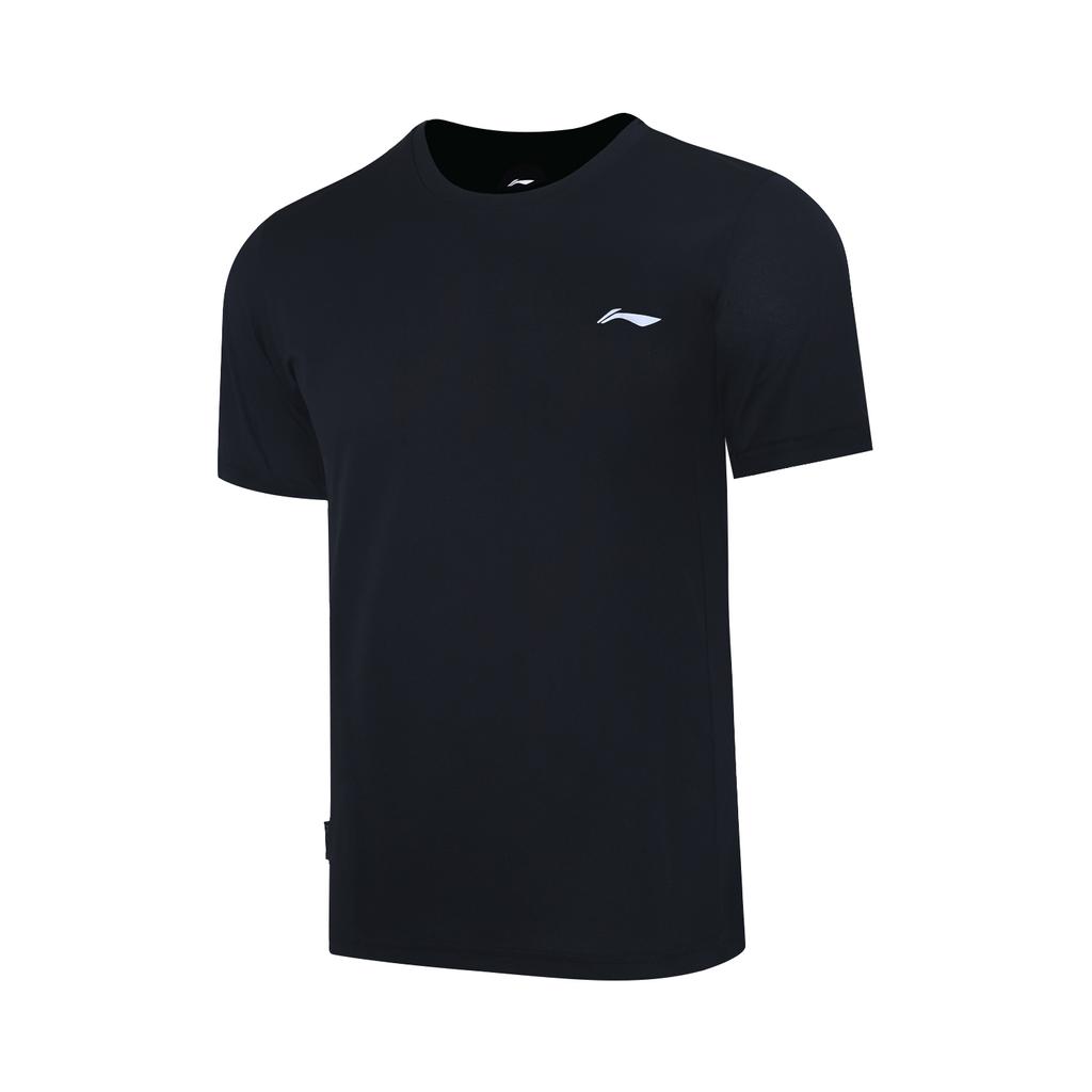 Li Ning Badminton Series Logo Solid Color Short Sleeve T-Shirt Men Tops Black ATST655-1